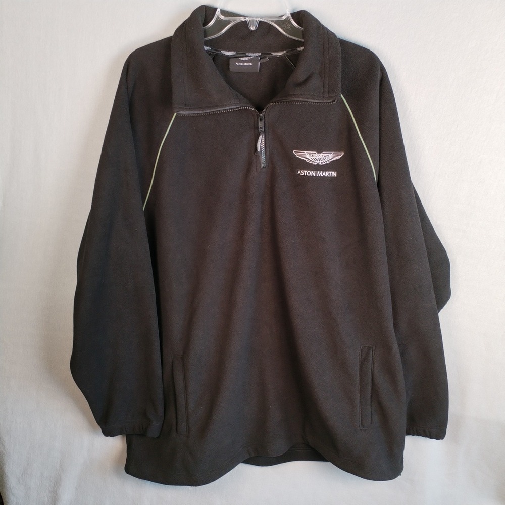 Aston Martin Racing Fleece Jacket Mens 2XL Black 1/4 Zip Pullover AMR Authentic